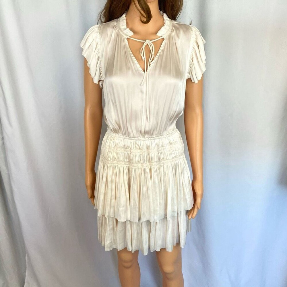 Claire Dress by Reset Creamy White Satin Blouson Mini Dress Women’s S